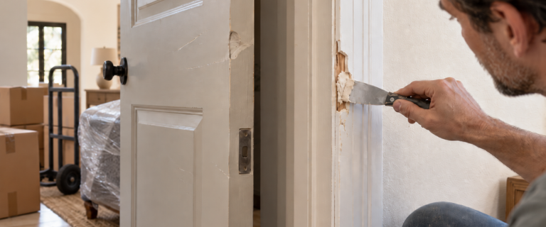 Reparar golpes en puertas después de una mudanza