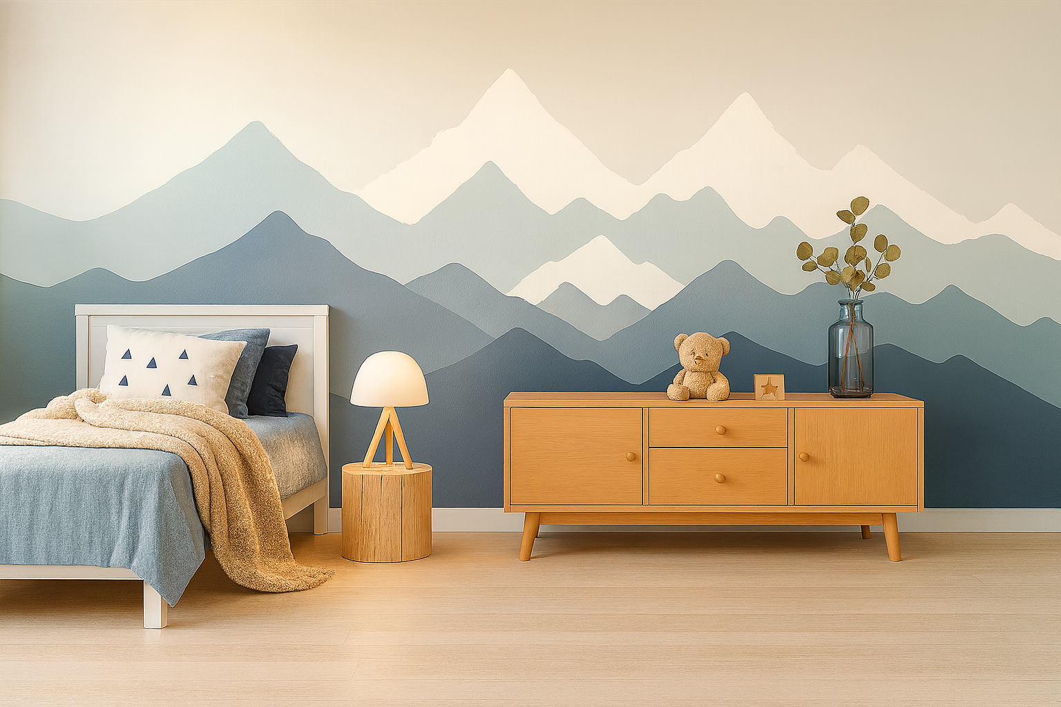 Decorar una habitación infantil con montañas